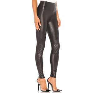 Spanx Women’s Quilted Faux Leather Workout‎ Fitness Pull On Leggings Sz XS Black